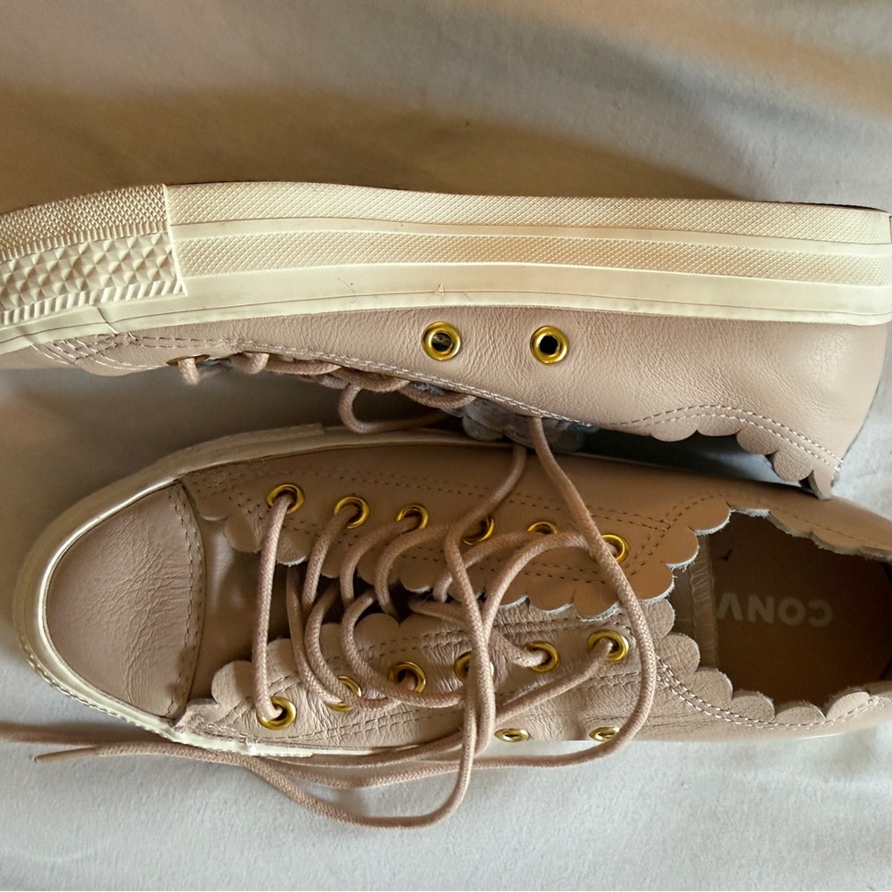 Converse All Star Cream and Tan Sneakers Leather X collab